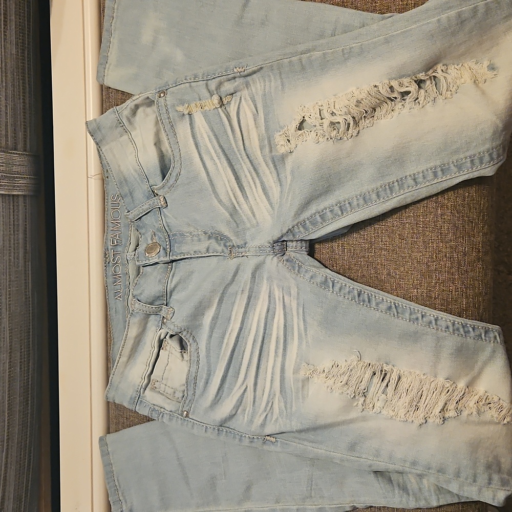 Almost Famous Sky Blue Ripped Skinny Jeans